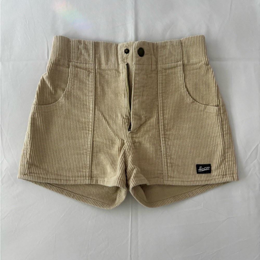 High Waist Corduroy Shorts in Cream